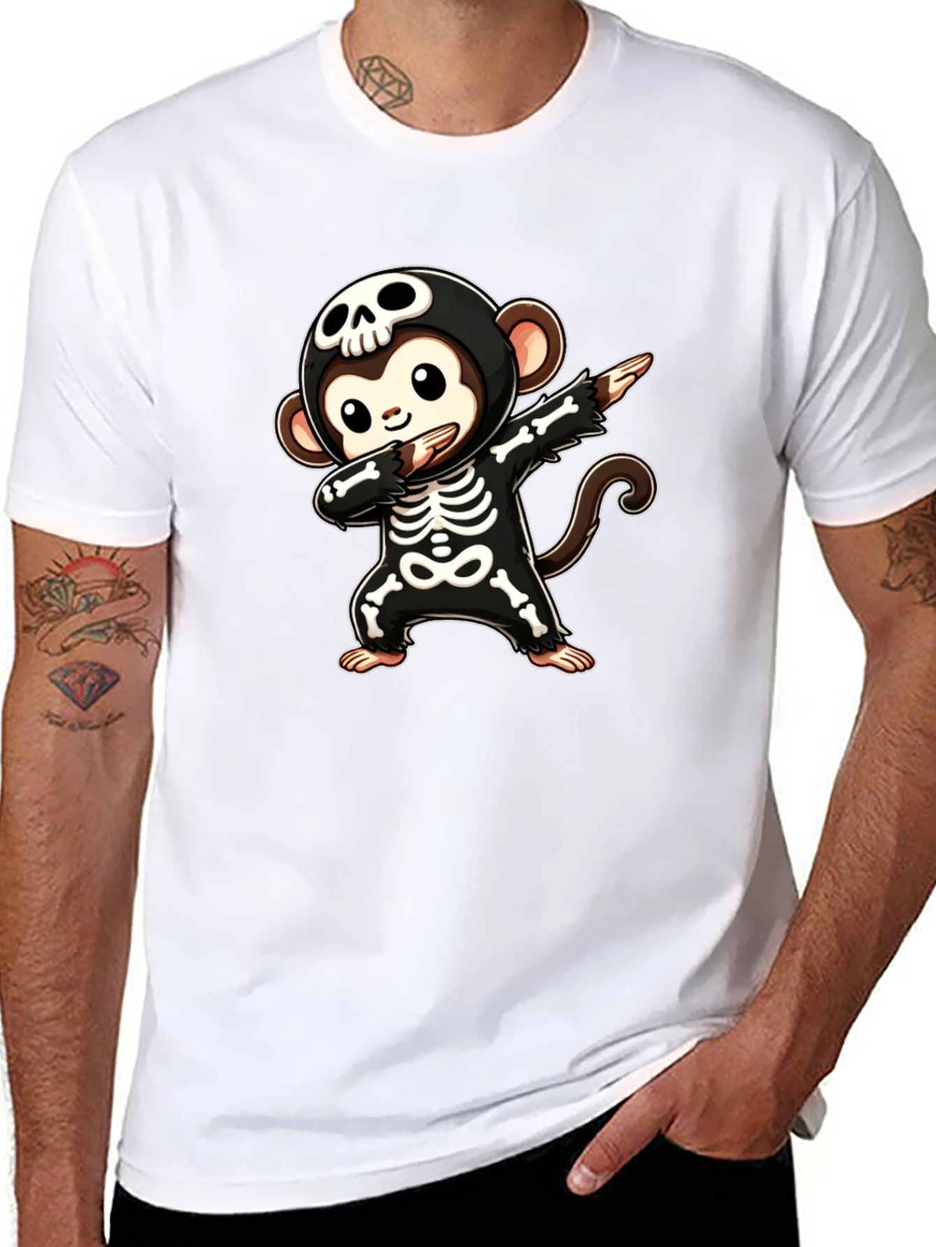 Skeleton Monkey Dabbing T-Shirt