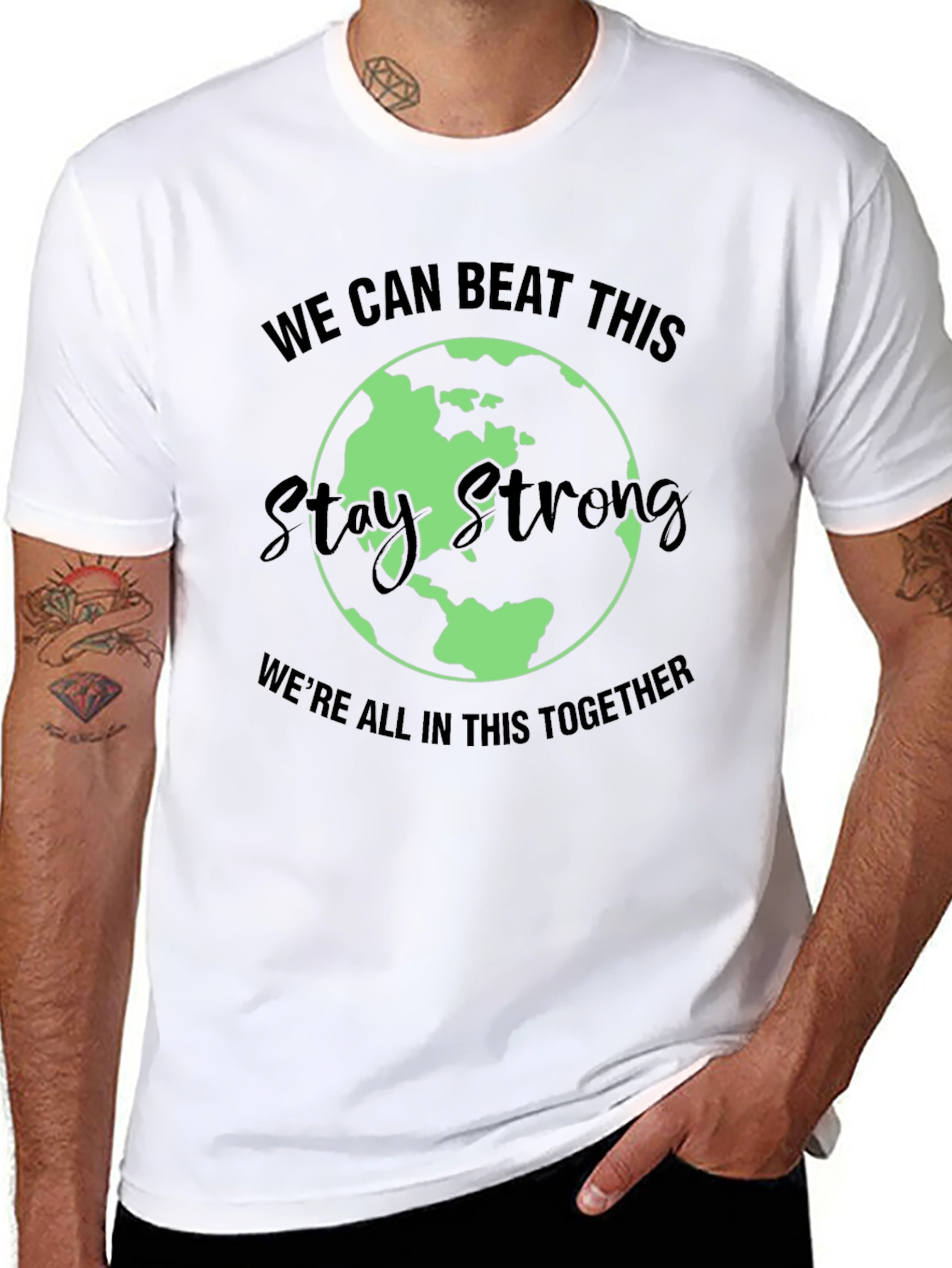 Stay Strong Earth Graphic Tee - Unisex Black T-Shirt