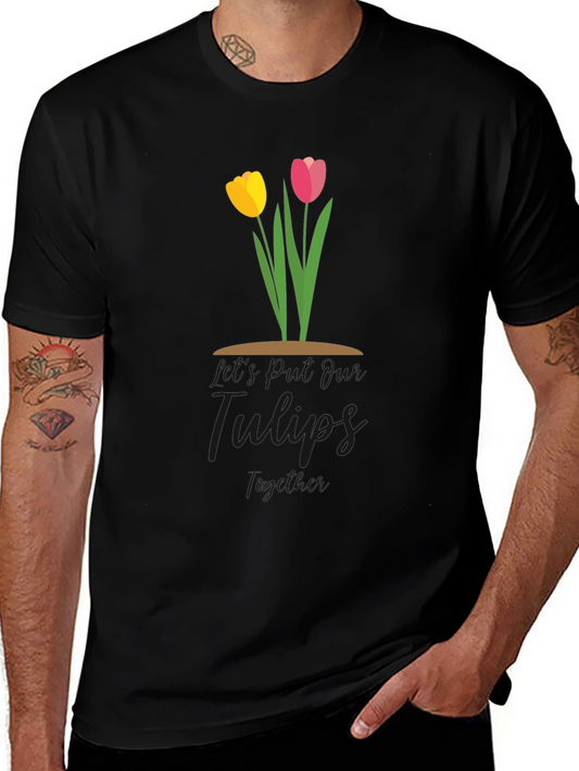 Tulips Together Black T-Shirt