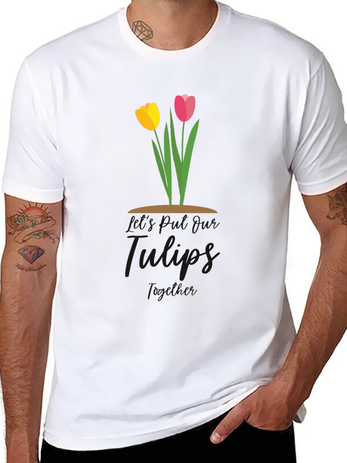 Tulips Together Black T-Shirt