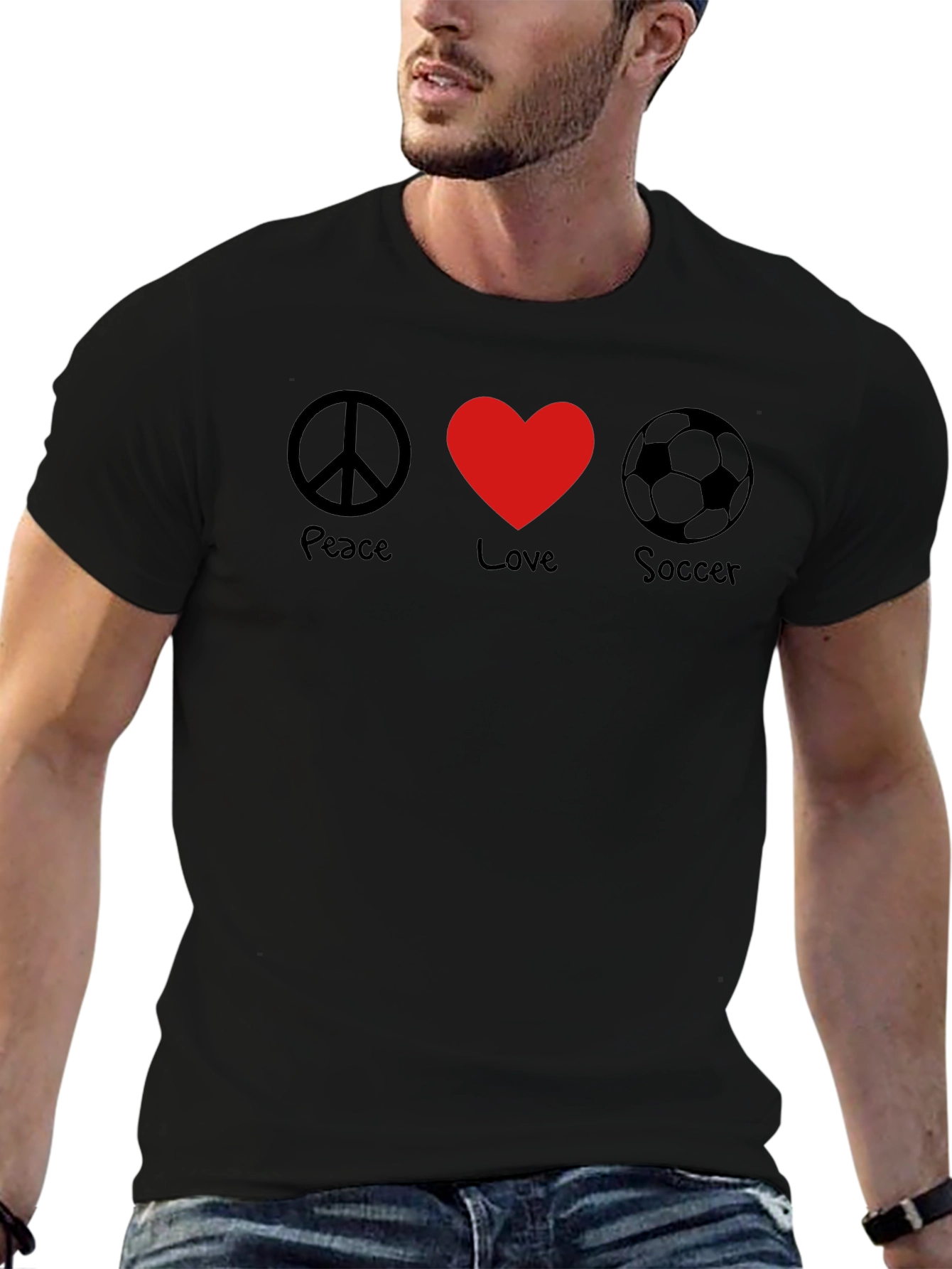 Peace Love Soccer Graphic T-Shirt