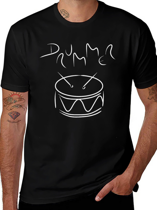 Drummer Graphic Tee - Black Cotton Shirt