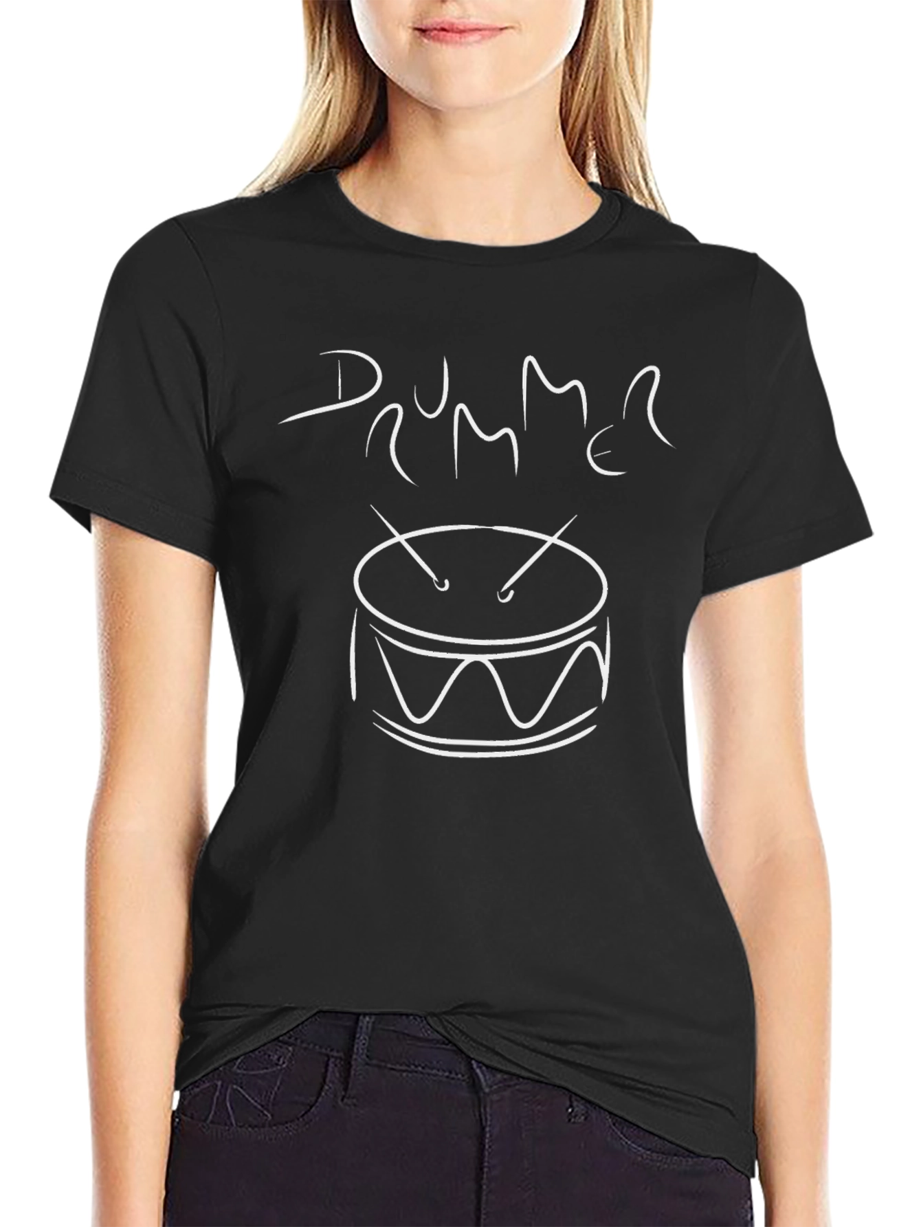 Drummer Graphic Tee - Black Cotton Shirt