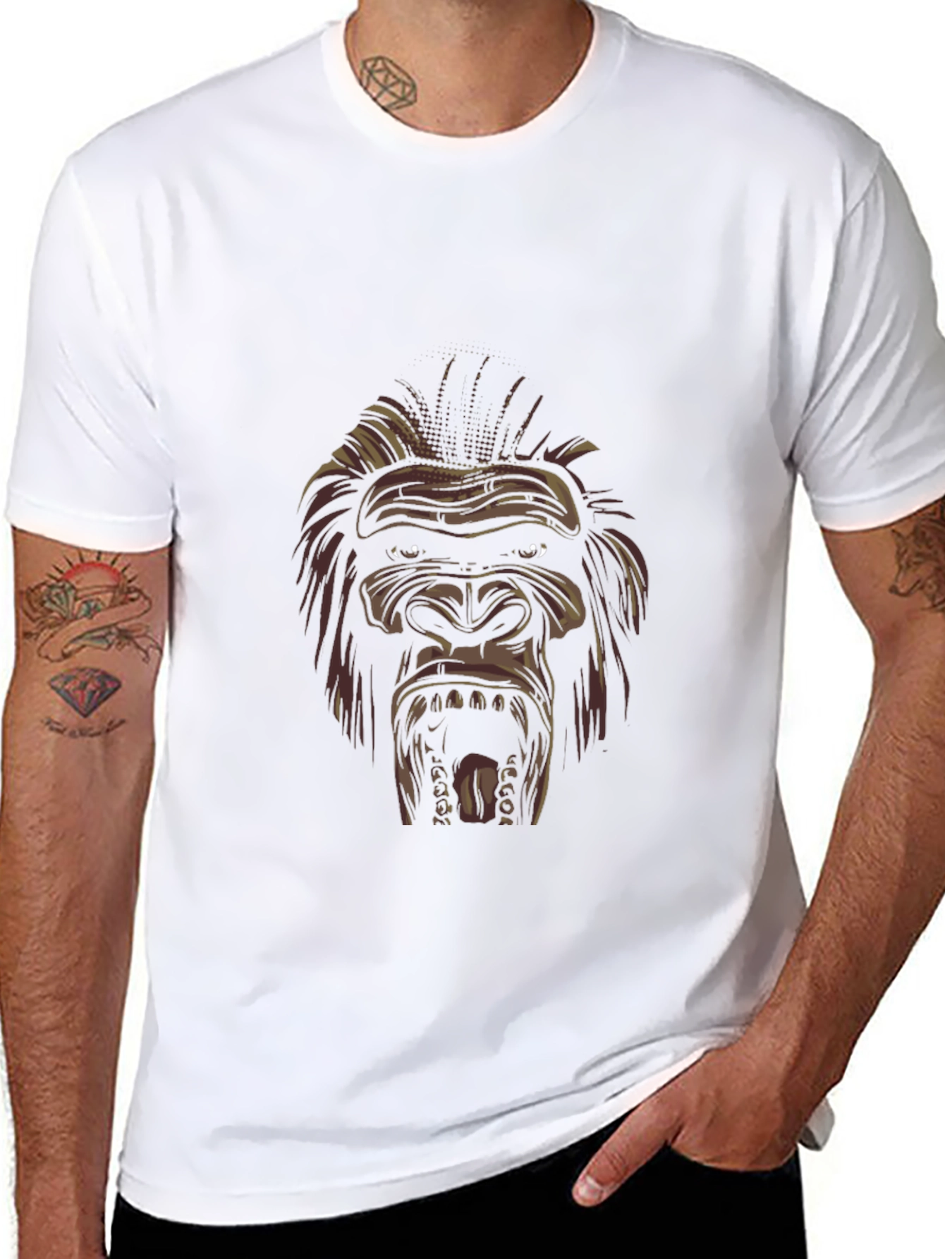 Mens Black Gorilla Graphic Tee