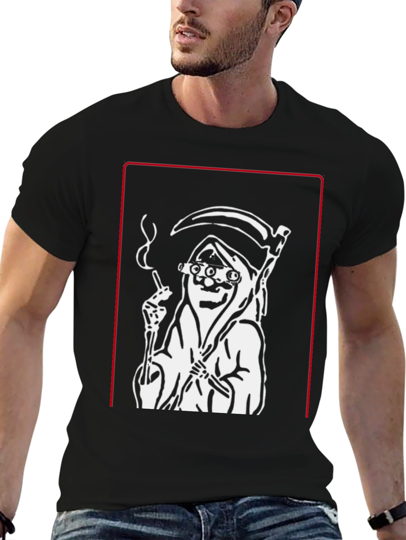 Grim Reaper Graphic Print Black T-Shirt