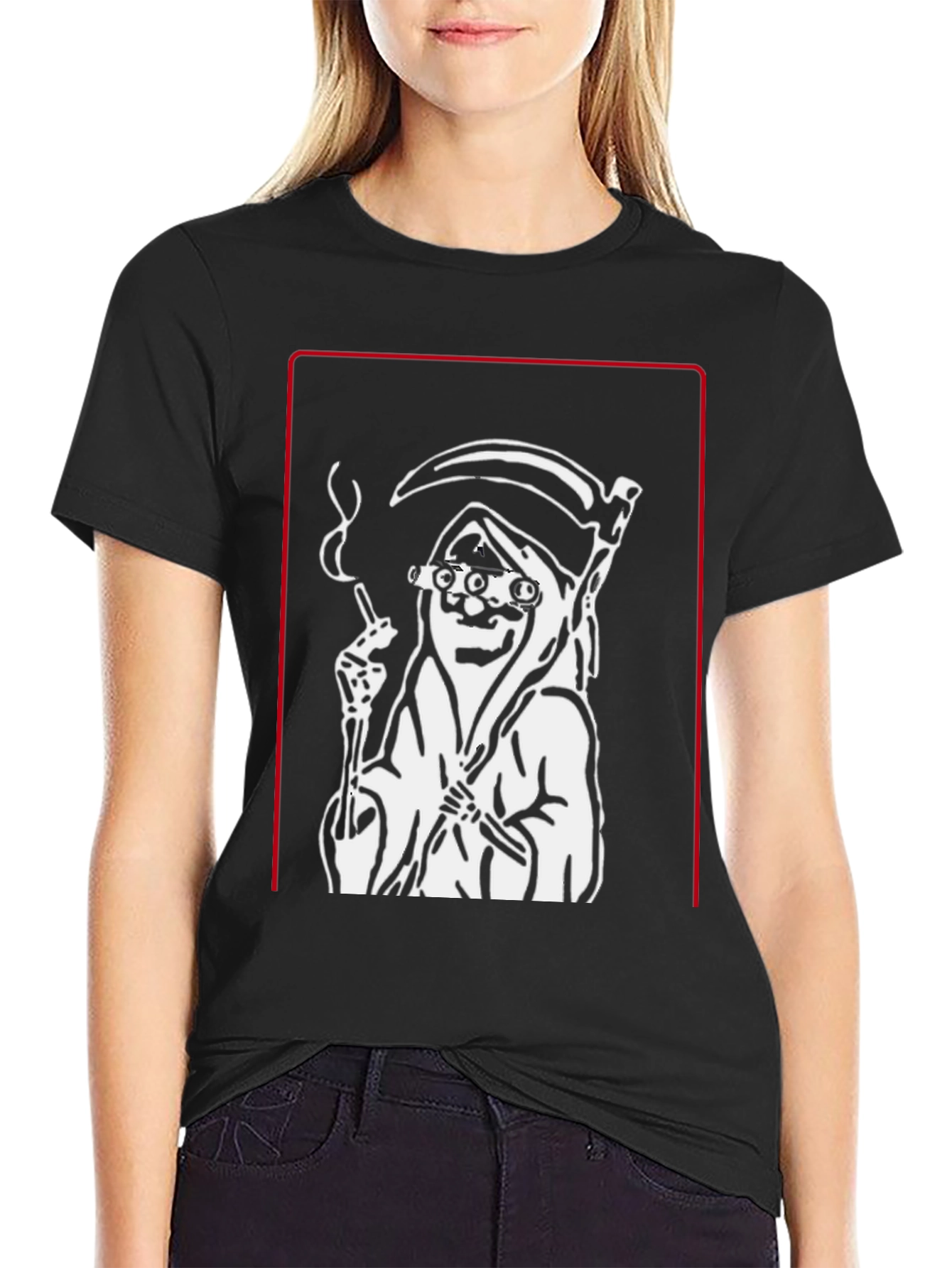 Grim Reaper Graphic Print Black T-Shirt
