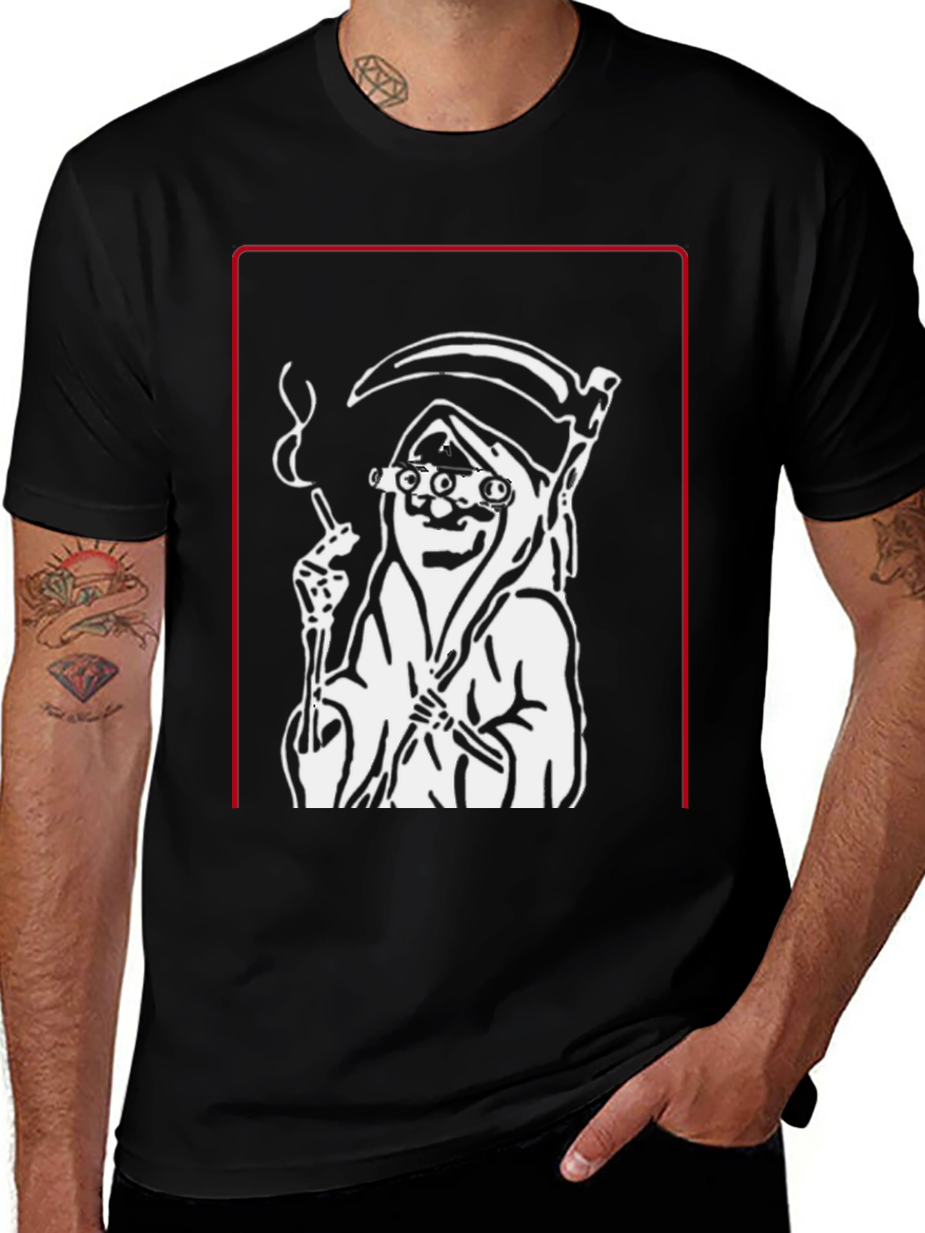 Grim Reaper Graphic Print Black T-Shirt