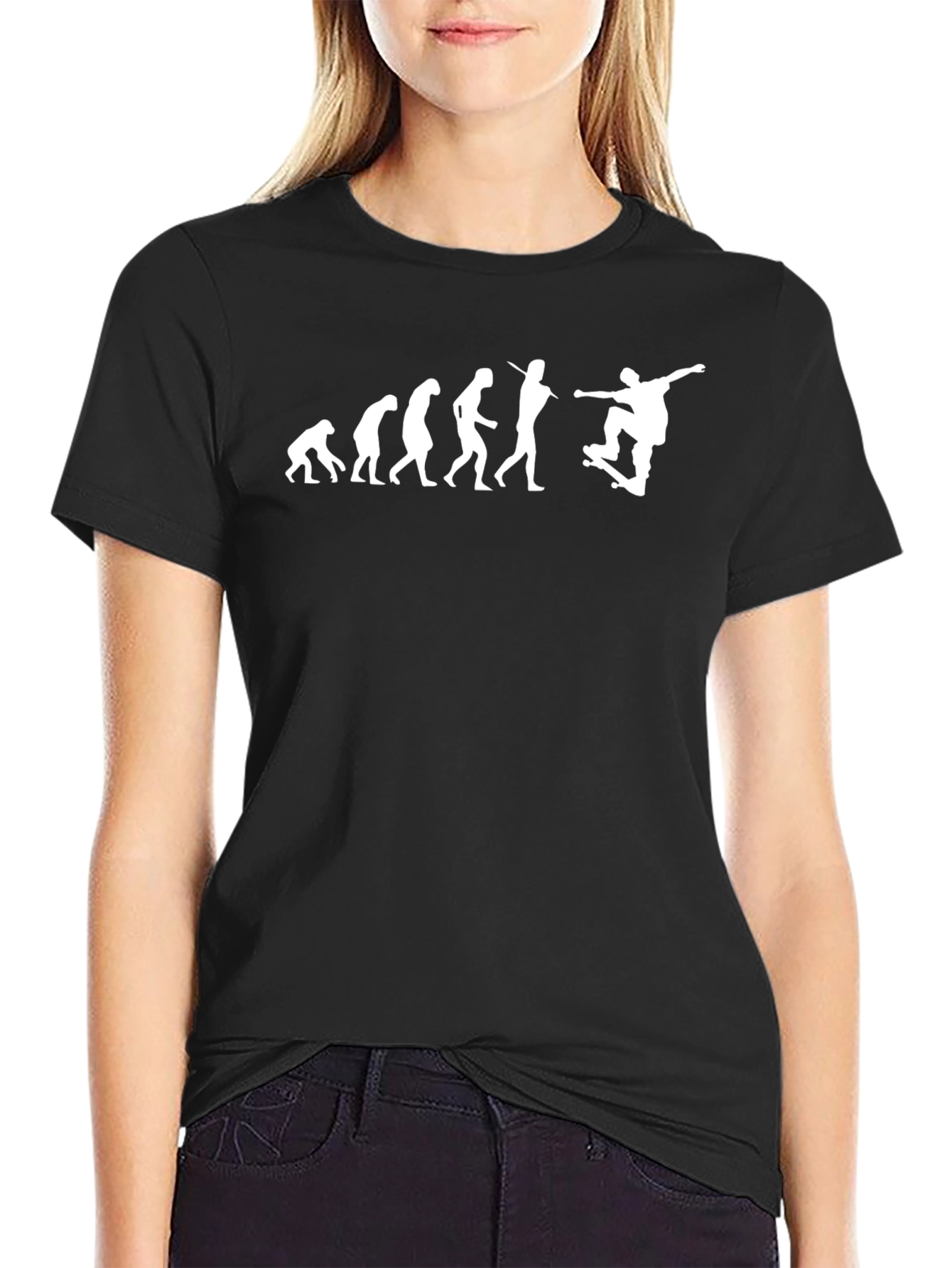 Skateboard Evolution Graphic Tee - Black Cotton