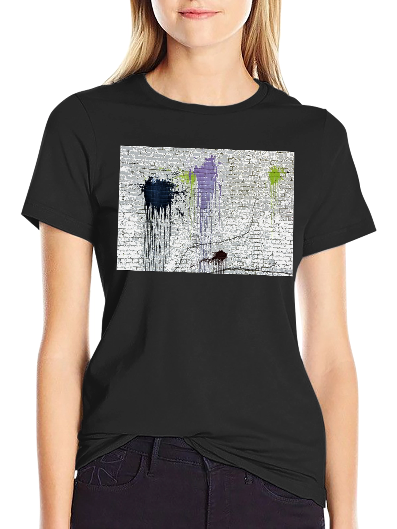 Paint Splatter Brick Wall Graphic Tee
