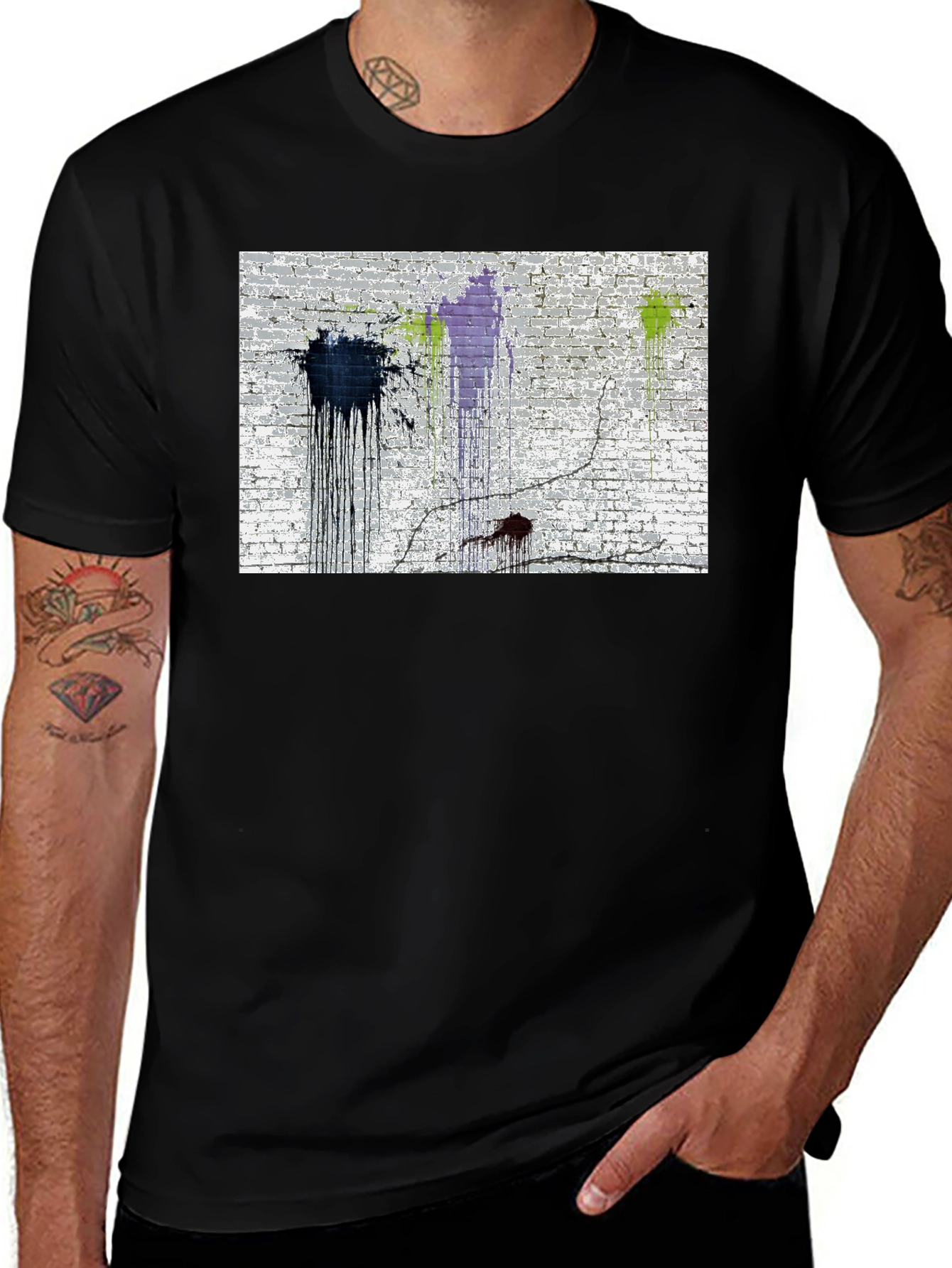 Paint Splatter Brick Wall Graphic Tee