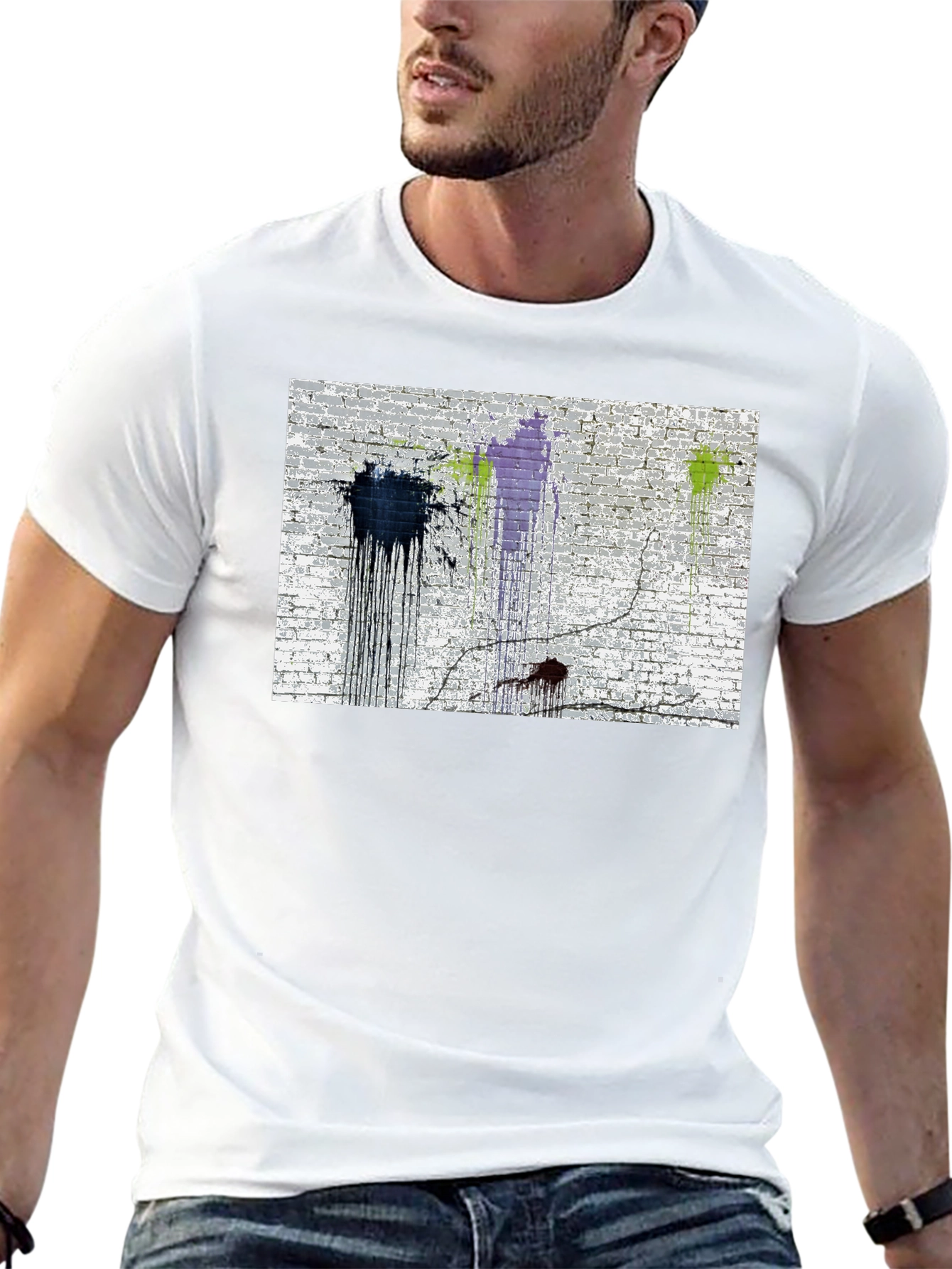 Paint Splatter Brick Wall Graphic Tee