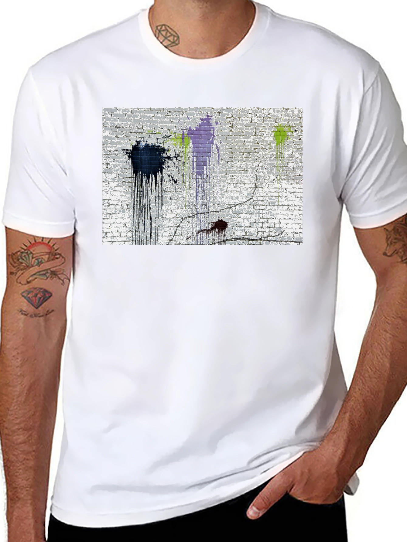 Paint Splatter Brick Wall Graphic Tee