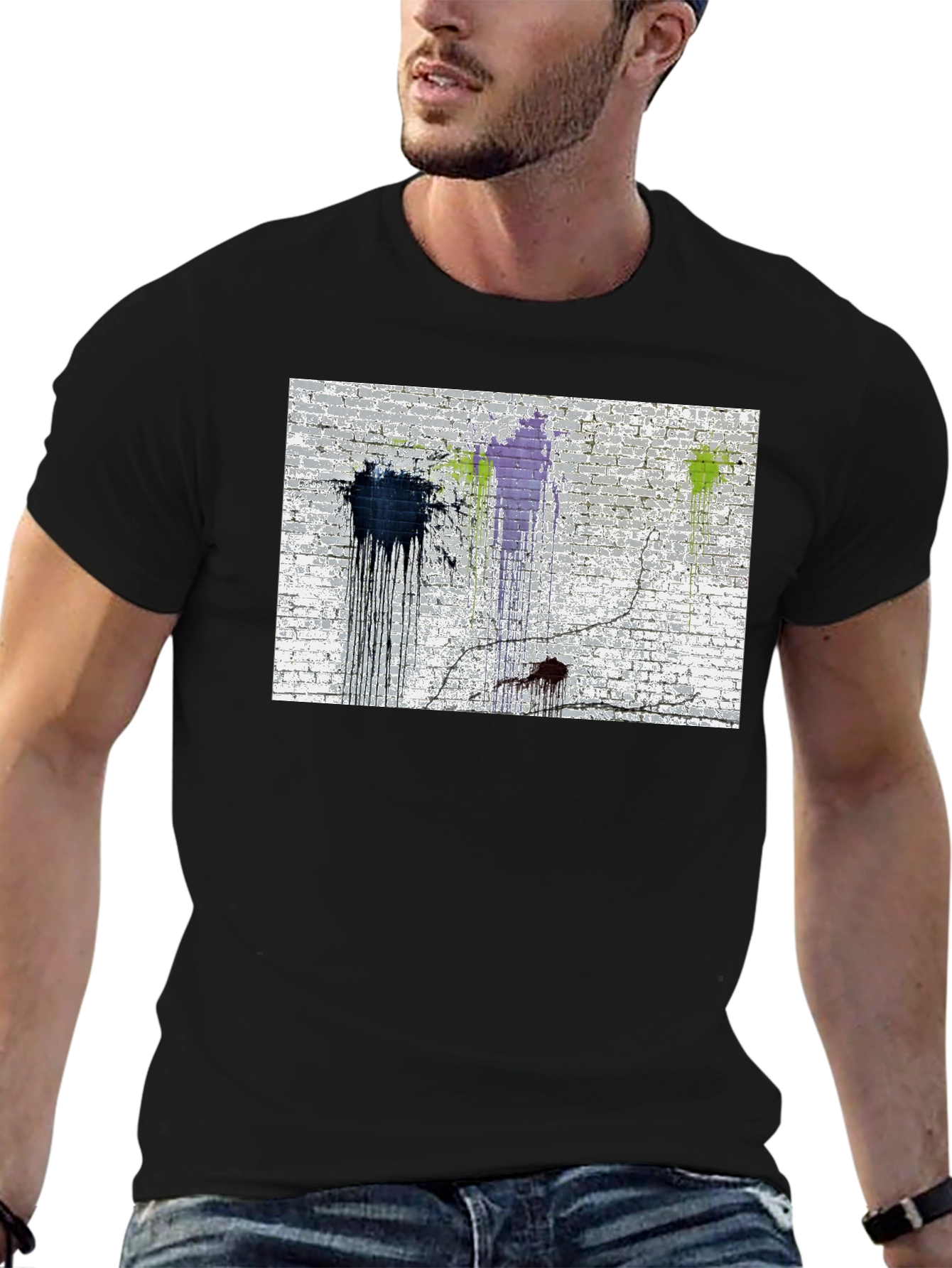 Paint Splatter Brick Wall Graphic Tee