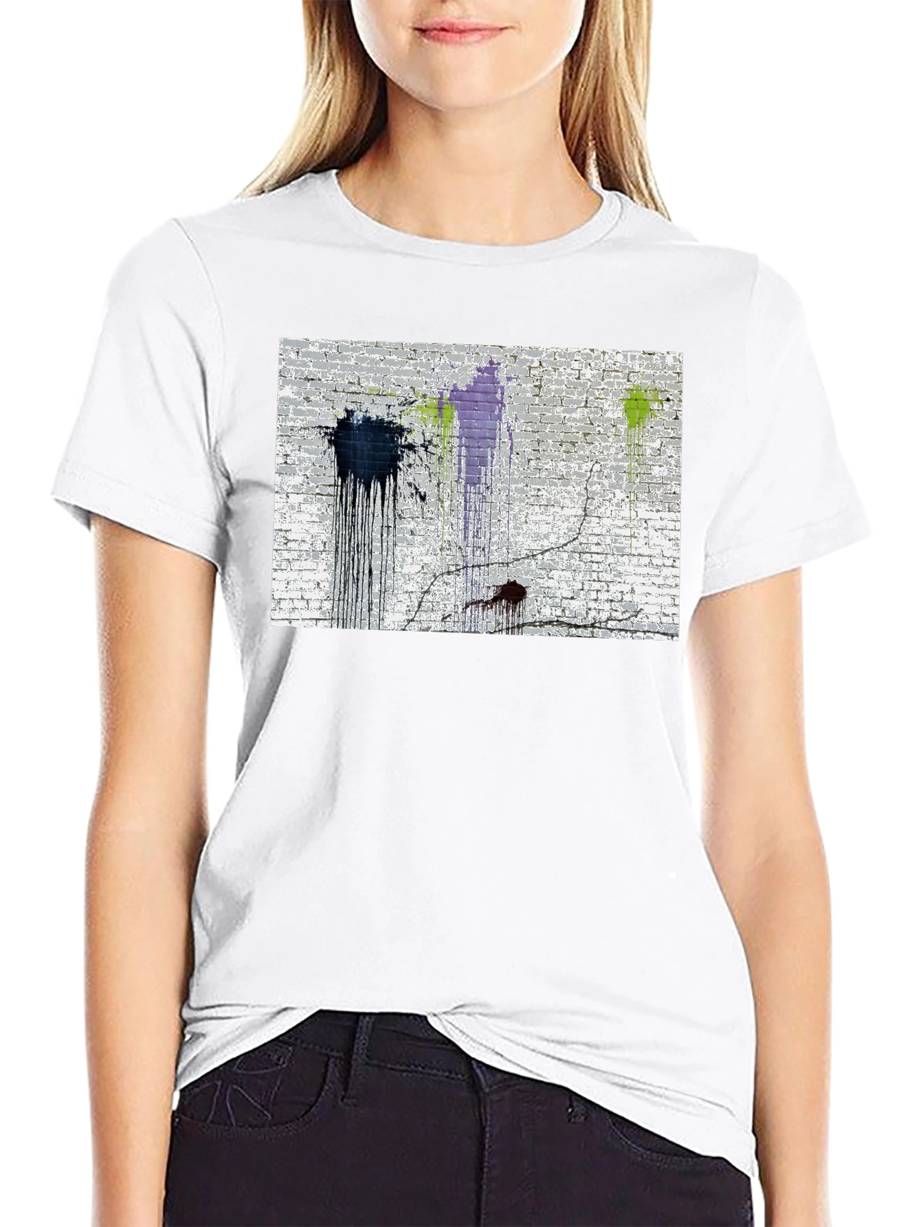 Paint Splatter Brick Wall Graphic Tee