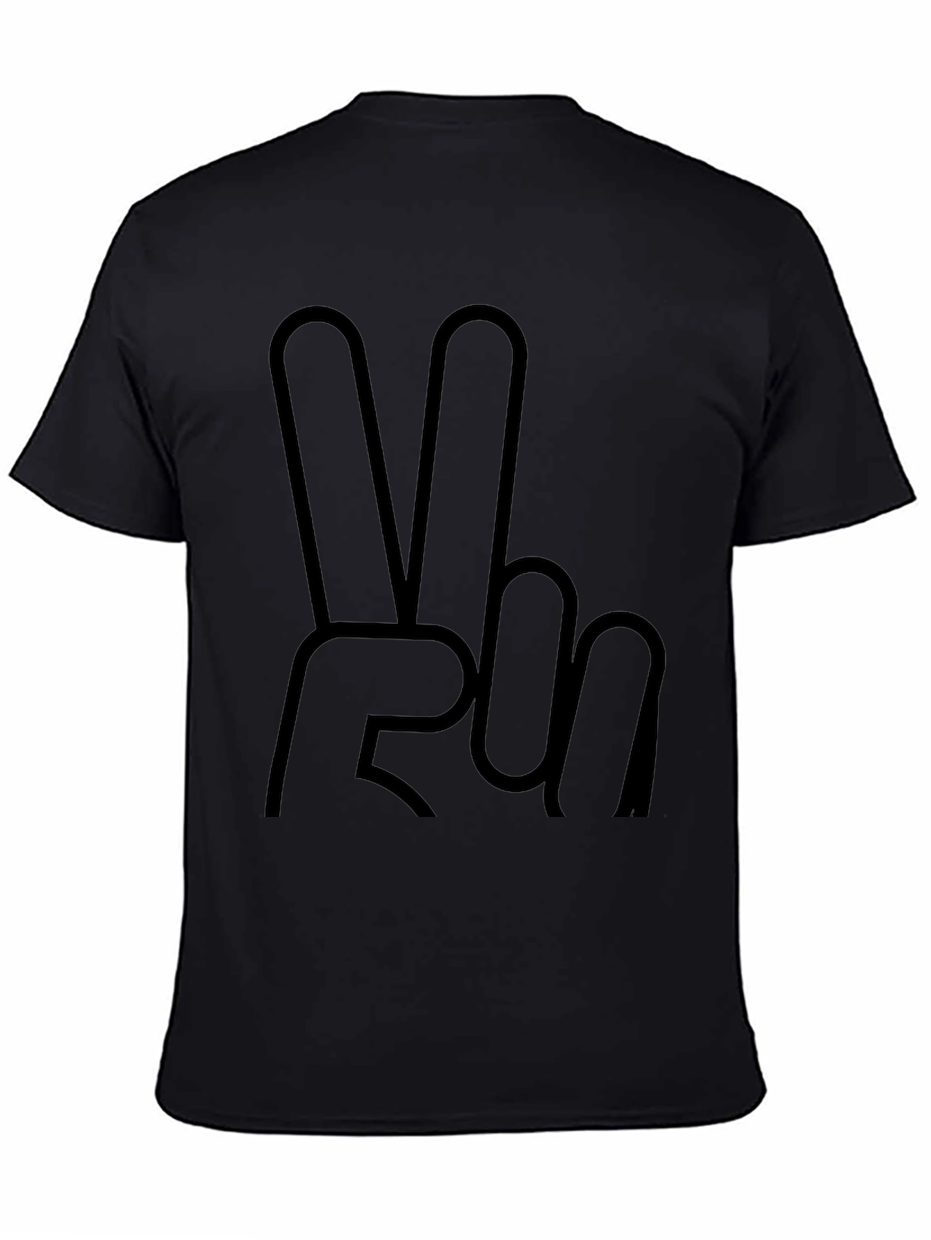 Peace Sign Graphic Tee - Solid Black T-Shirt