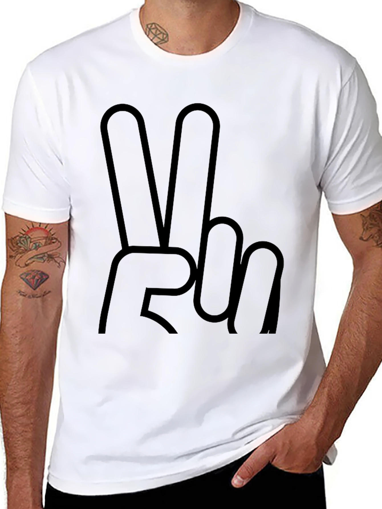 Peace Sign Graphic Tee - Solid Black T-Shirt