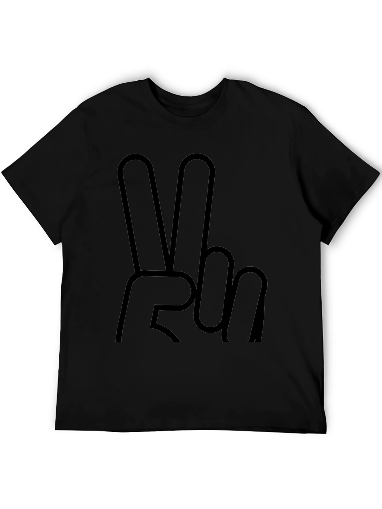 Peace Sign Graphic Tee - Solid Black T-Shirt