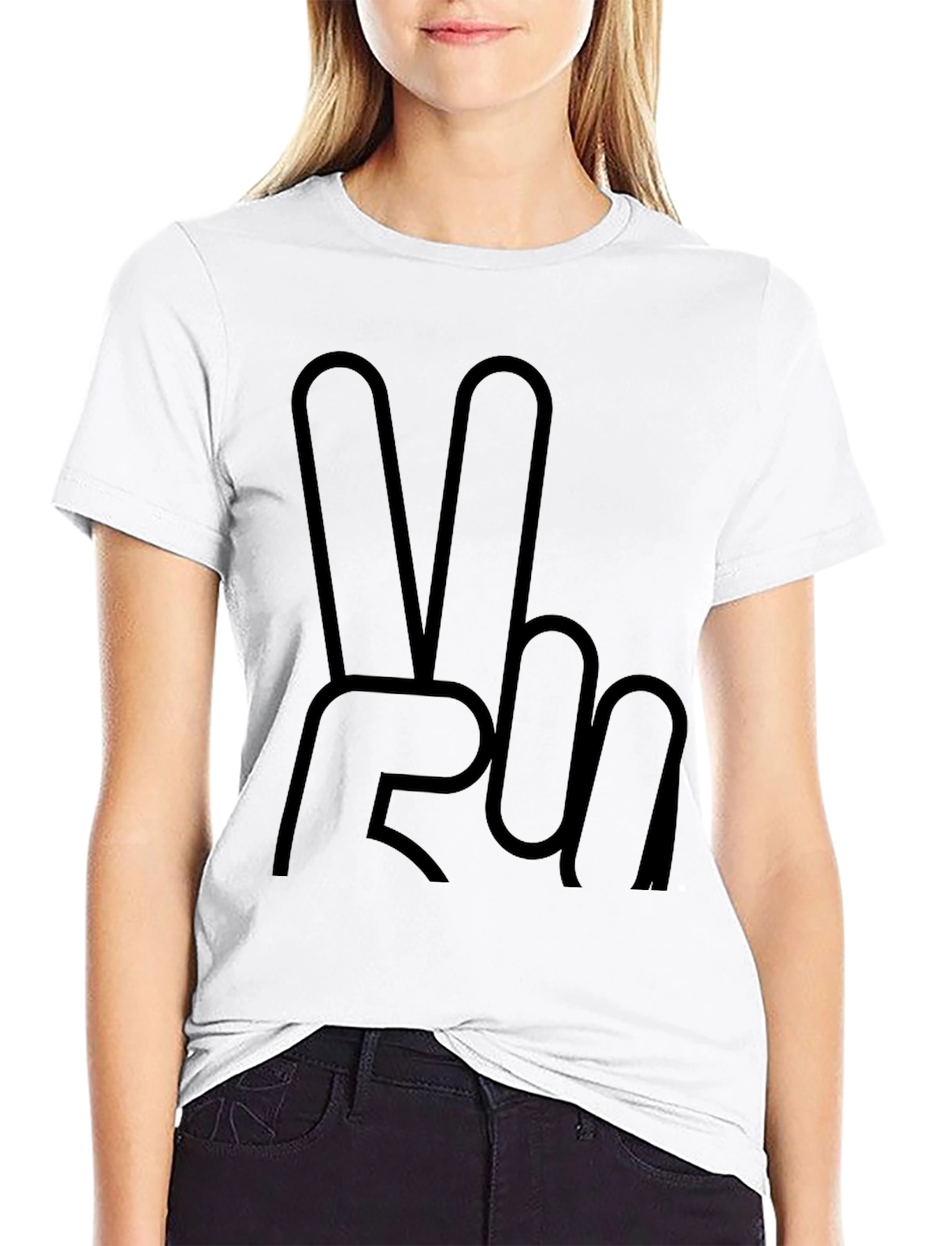 Peace Sign Graphic Tee - Solid Black T-Shirt