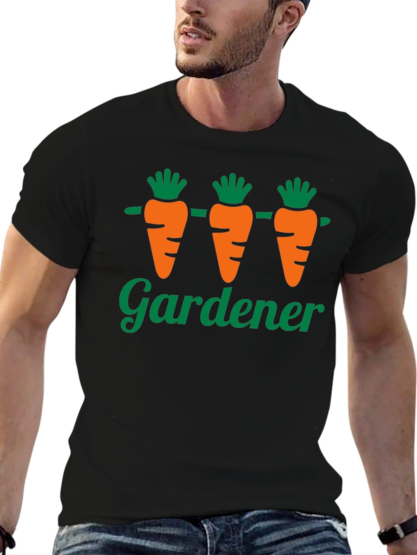 Gardener Carrot T-Shirt - Black Fun Gardening Tee
