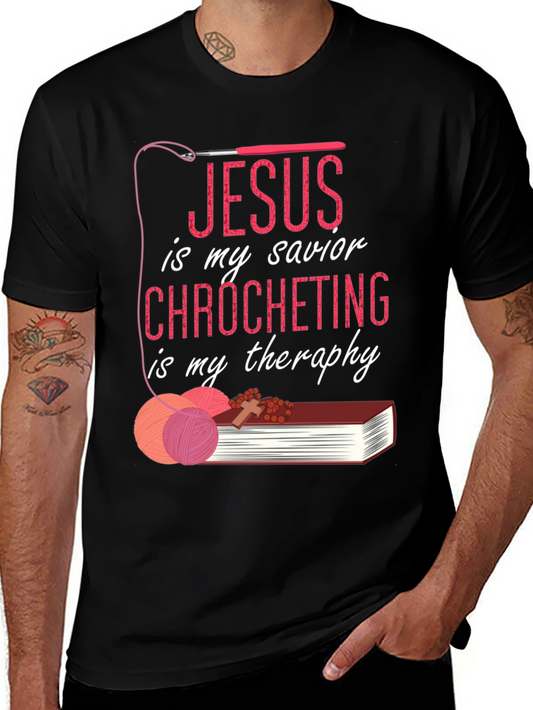 Jesus Crochet Therapy Graphic T-Shirt