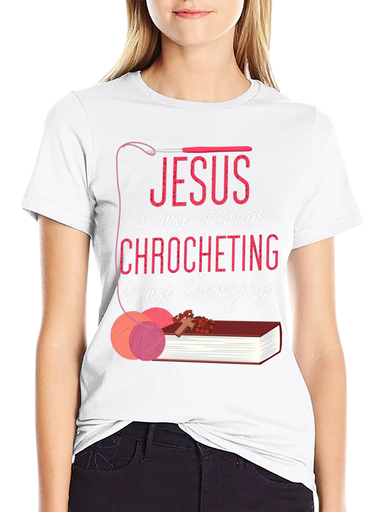 Jesus Crochet Therapy Graphic T-Shirt