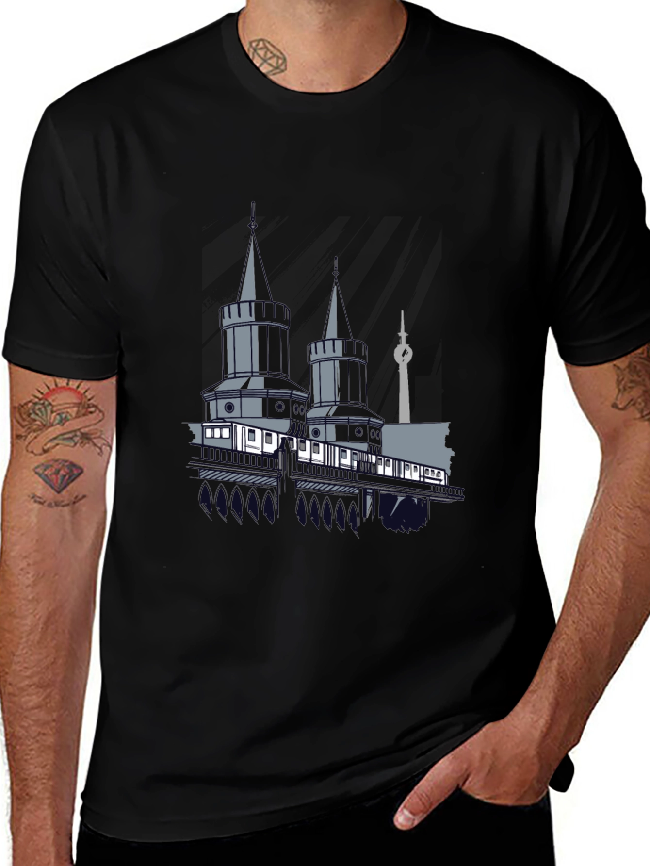 Berlin Towers Graphic Tee - Black Cotton Casual Shirt