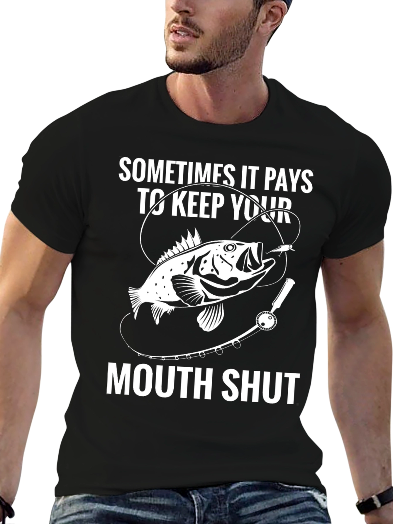Fishing Humor Graphic T-Shirt Keep Your Mouth Shut