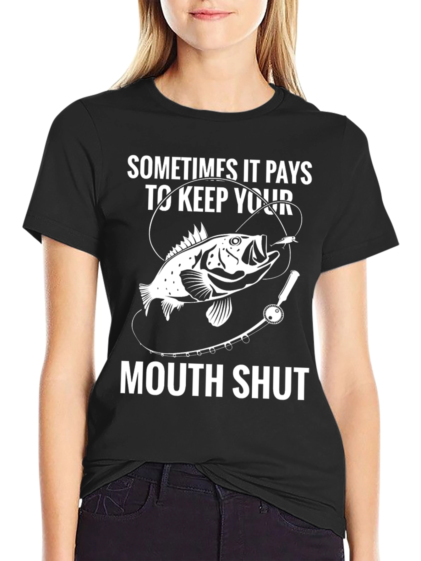 Fishing Humor Graphic T-Shirt Keep Your Mouth Shut