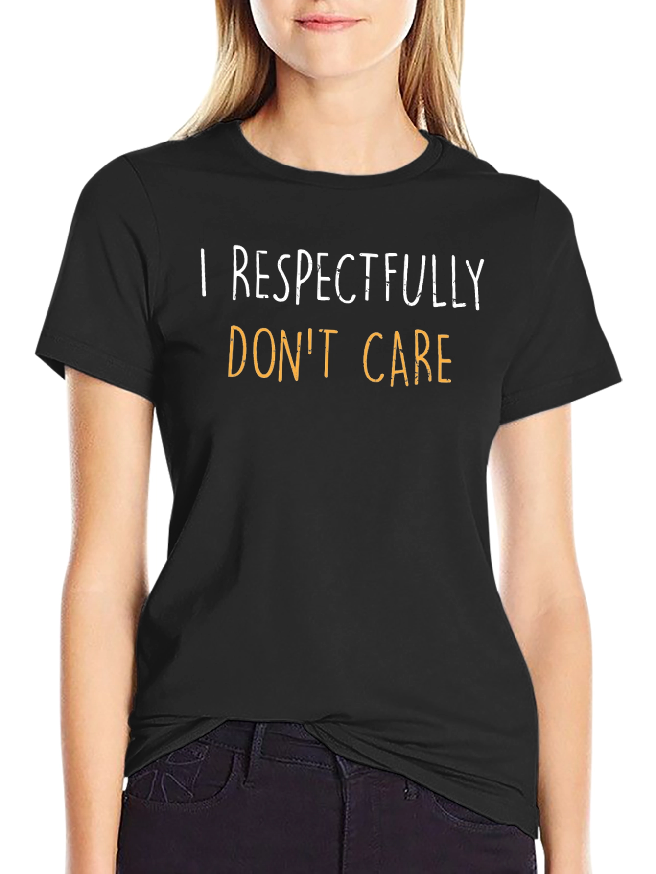 Respectfully Dont Care Graphic Tee - Black