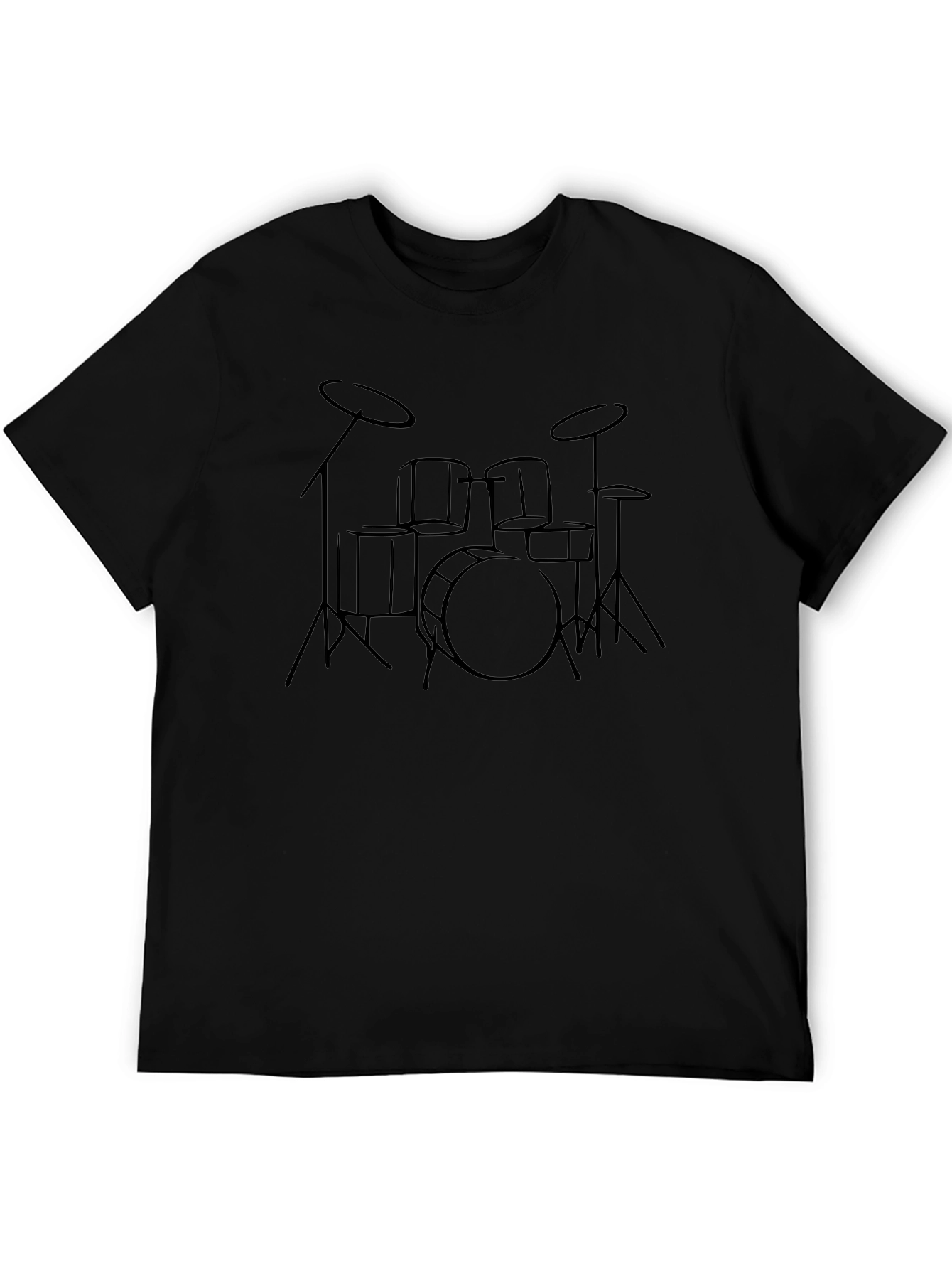 Minimalist Drum Kit Graphic T-Shirt - Black
