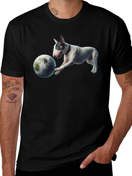 Dog Playing with Moon Graphic T-Shirt