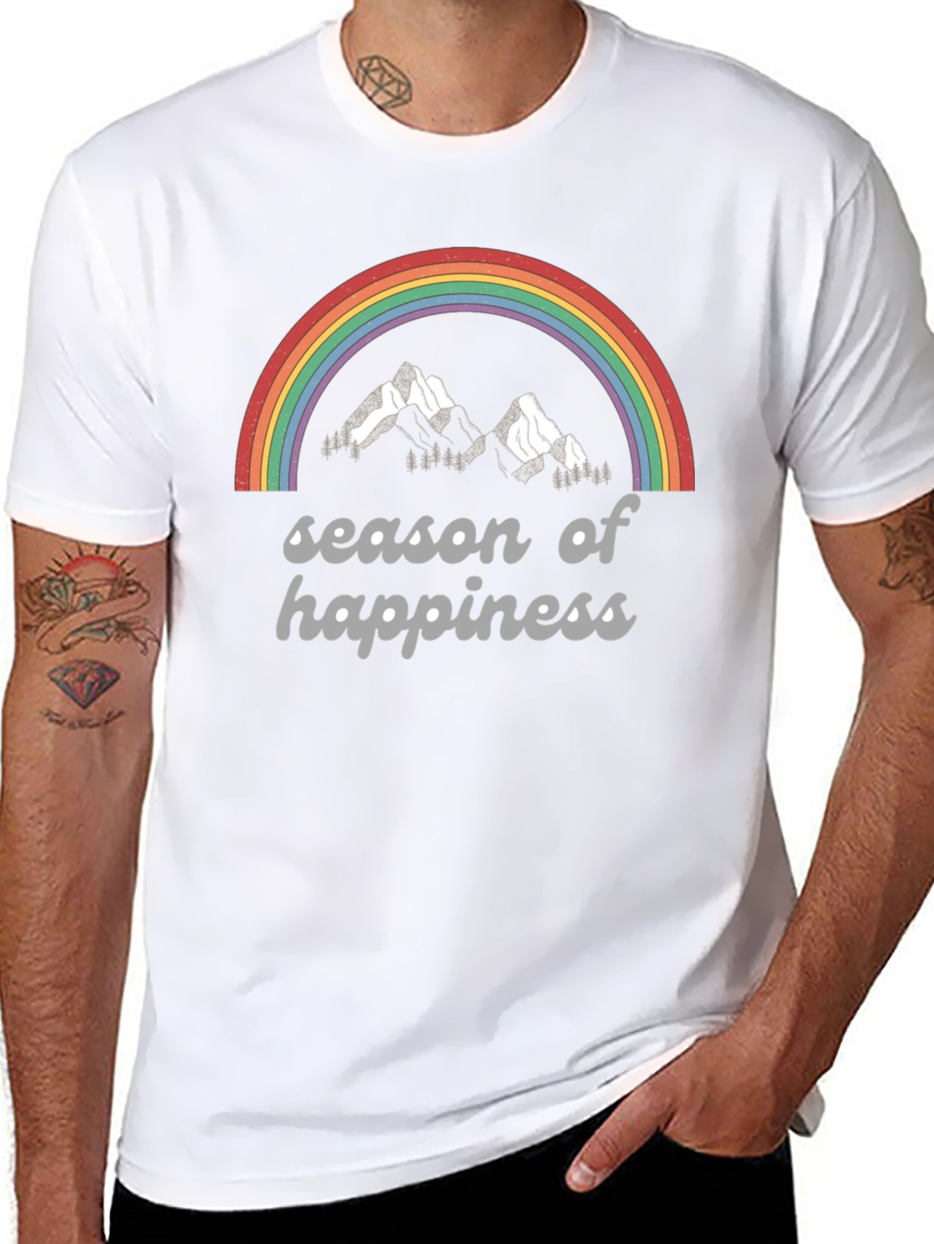 Season of Happiness Rainbow Graphic Tee