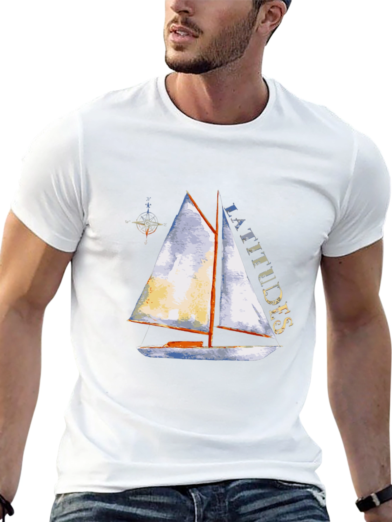 Latitudes Sailboat Graphic Tee - Nautical Adventure Shirt