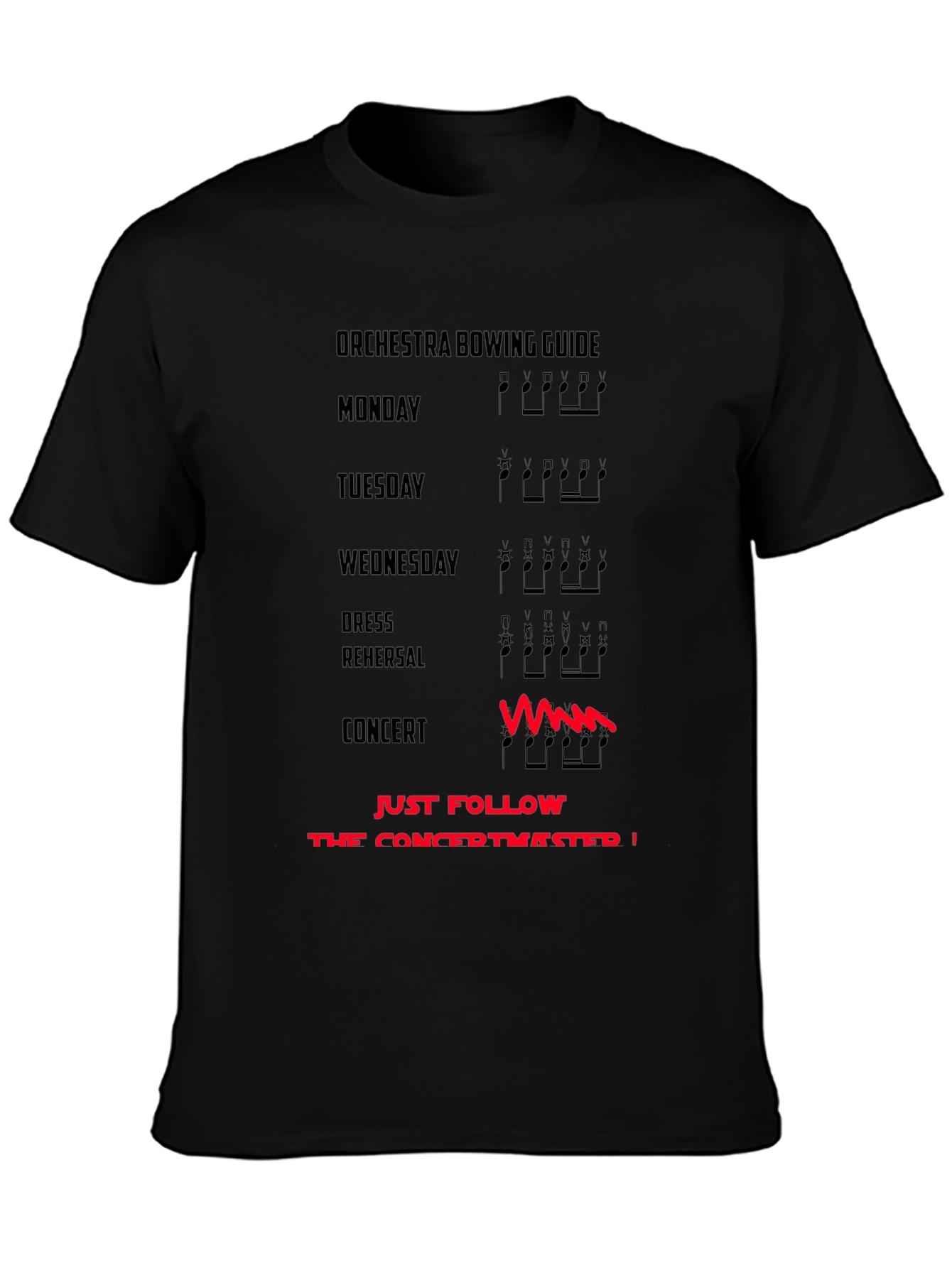 Orchestra Bowing Guide T-Shirt - Funny Musician Tee