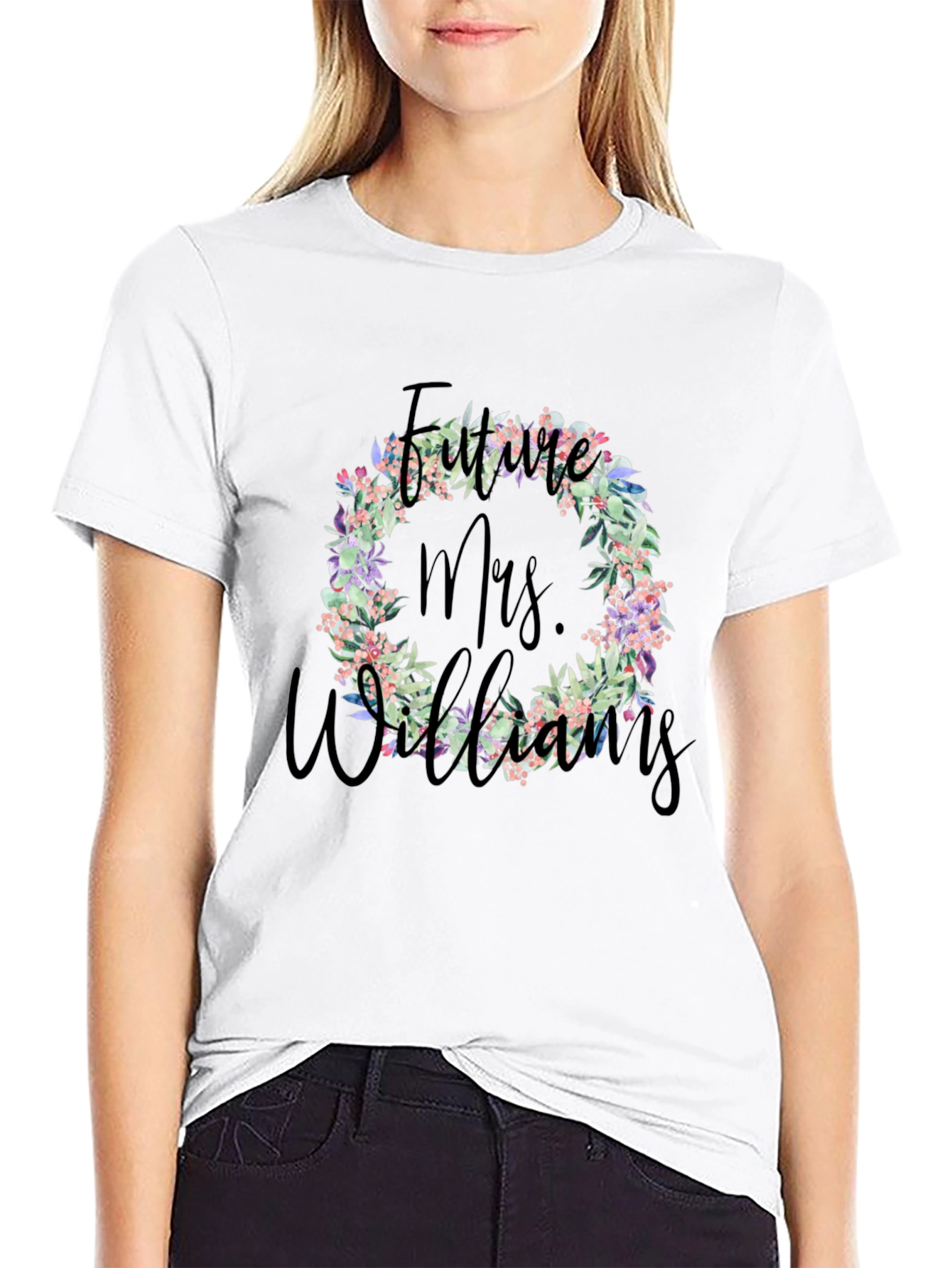 Future Mrs. Williams Floral Wreath T-Shirt