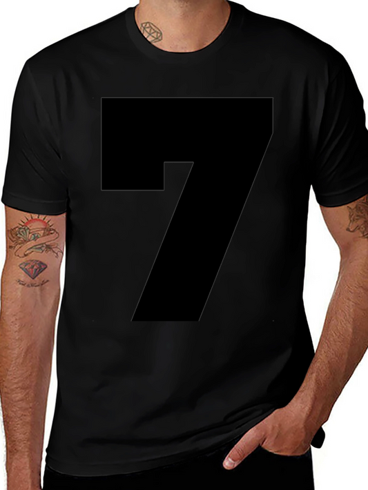 Bold Number 7 Graphic Tee - Modern Black T-Shirt