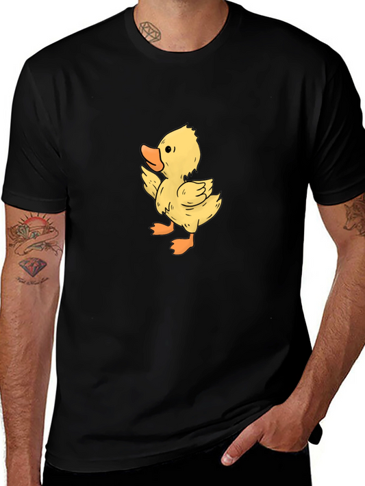 Cute Duckling Graphic Print Black T-Shirt