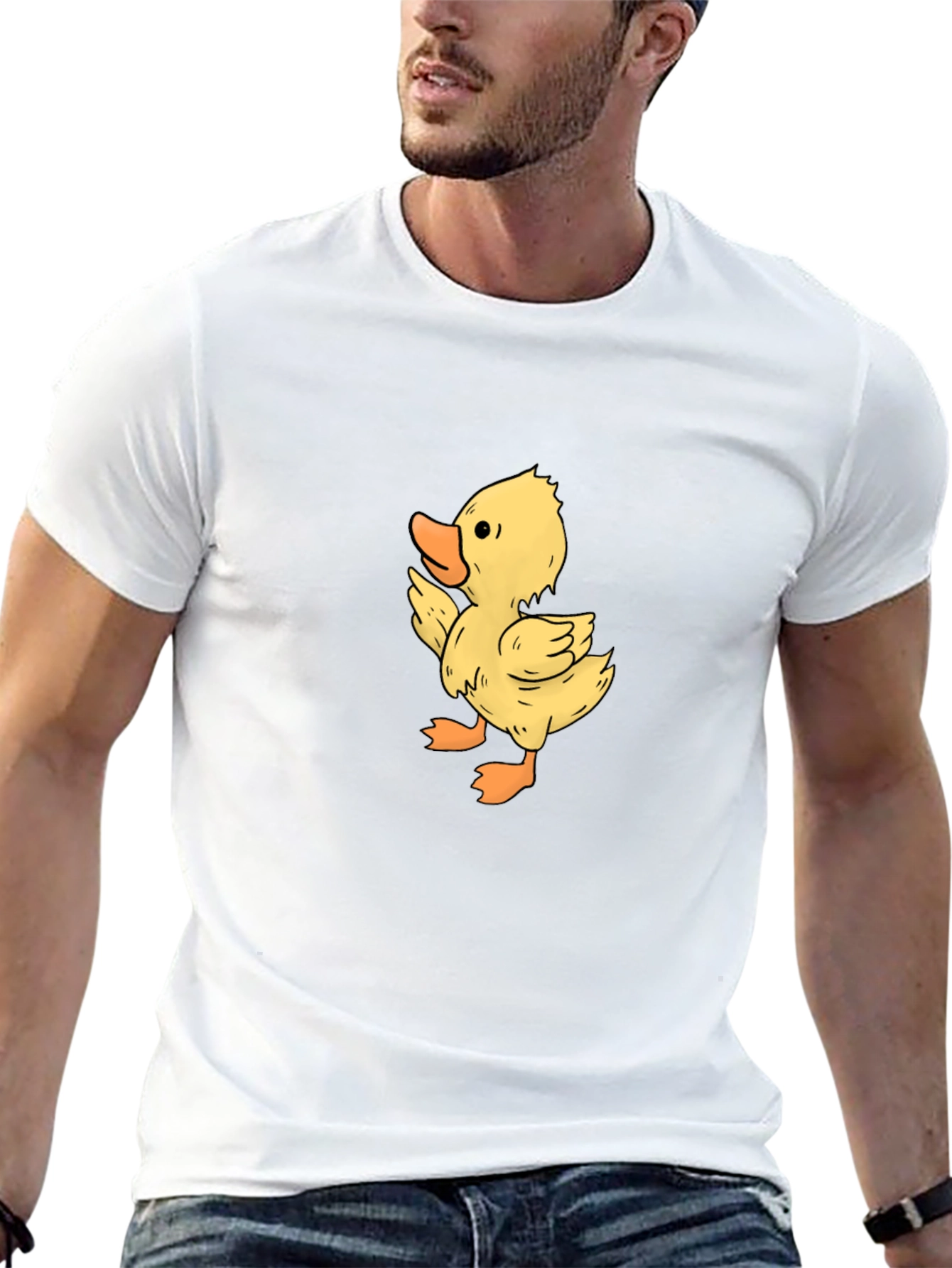 Cute Duckling Graphic Print Black T-Shirt
