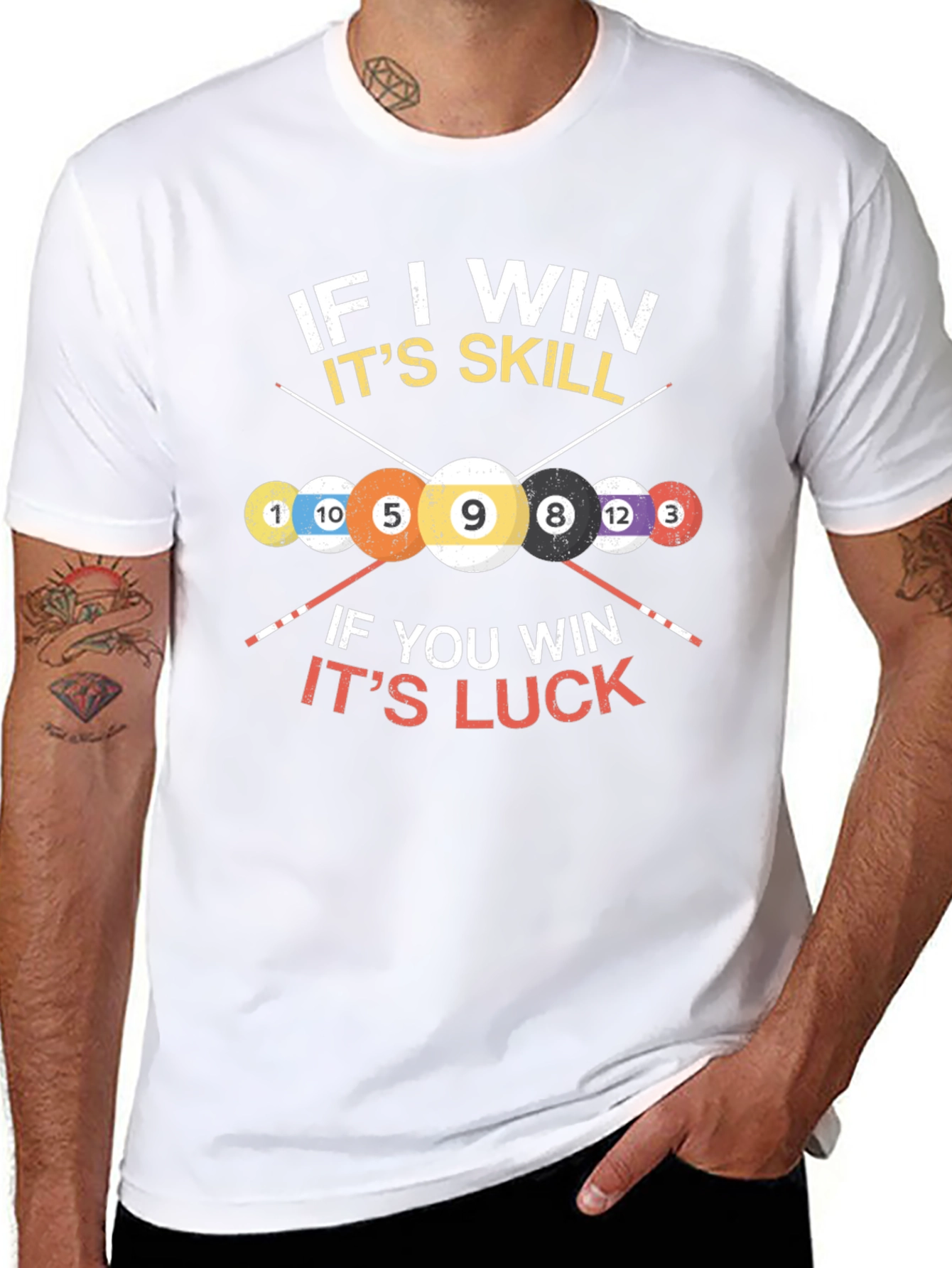 Billiards Skill vs Luck Graphic T-Shirt