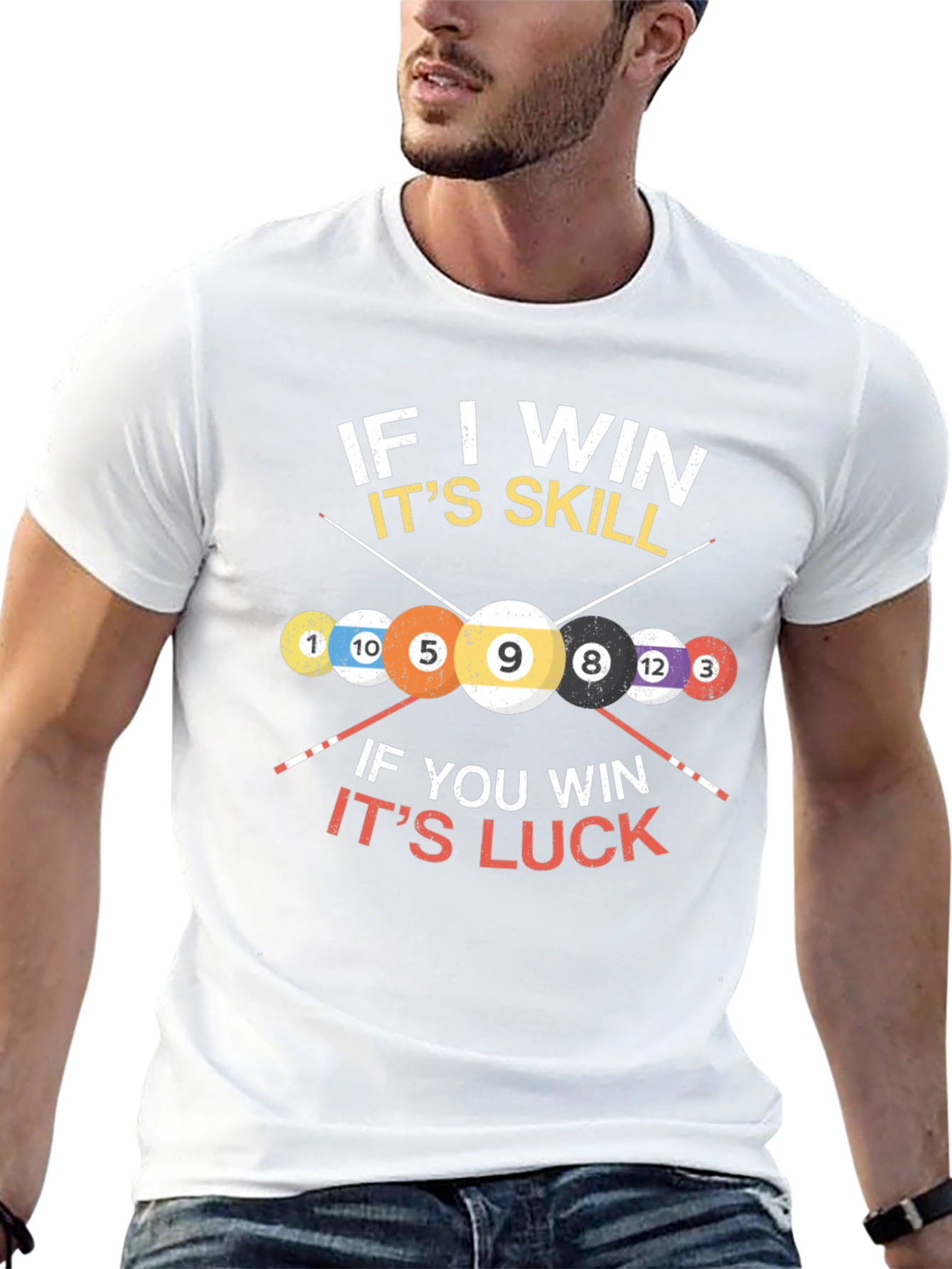 Billiards Skill vs Luck Graphic T-Shirt
