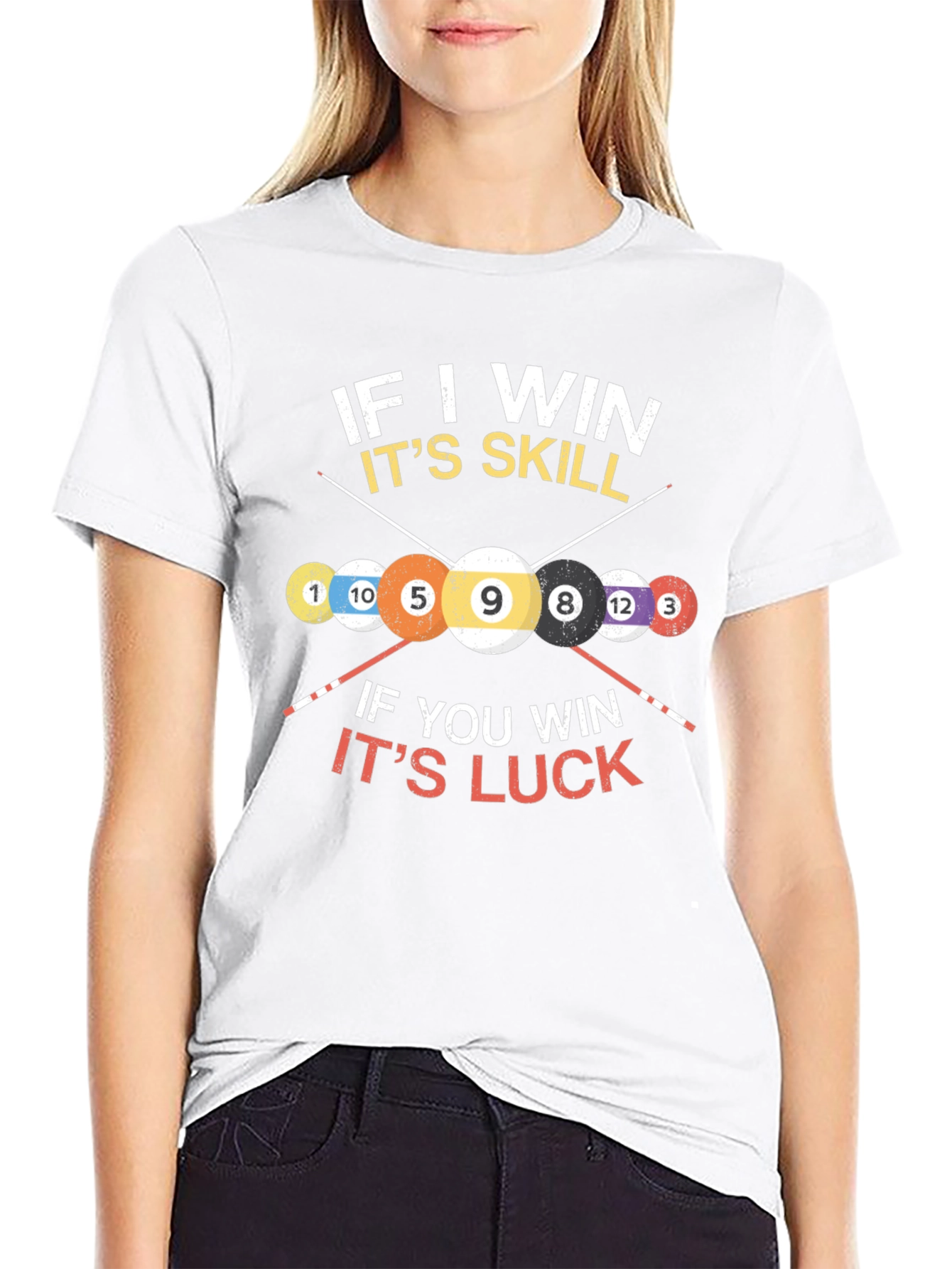 Billiards Skill vs Luck Graphic T-Shirt