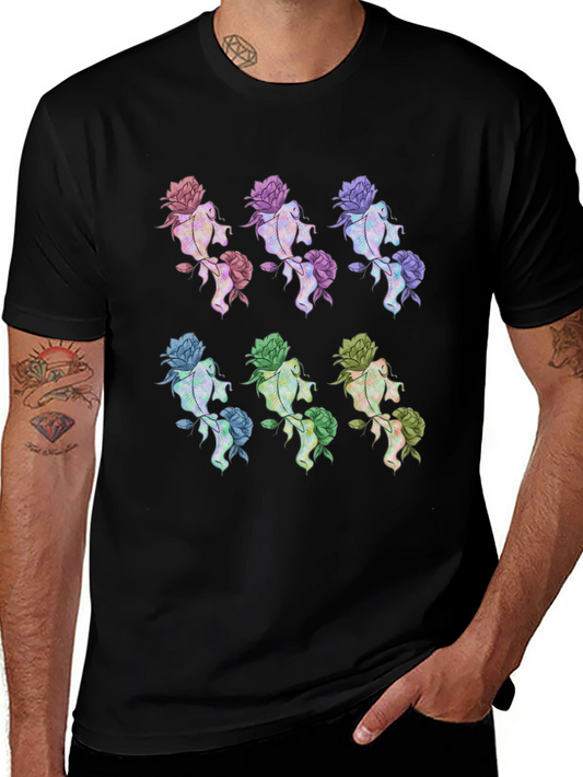 Koi Fish & Floral T-Shirt - Unique Graphic Tee