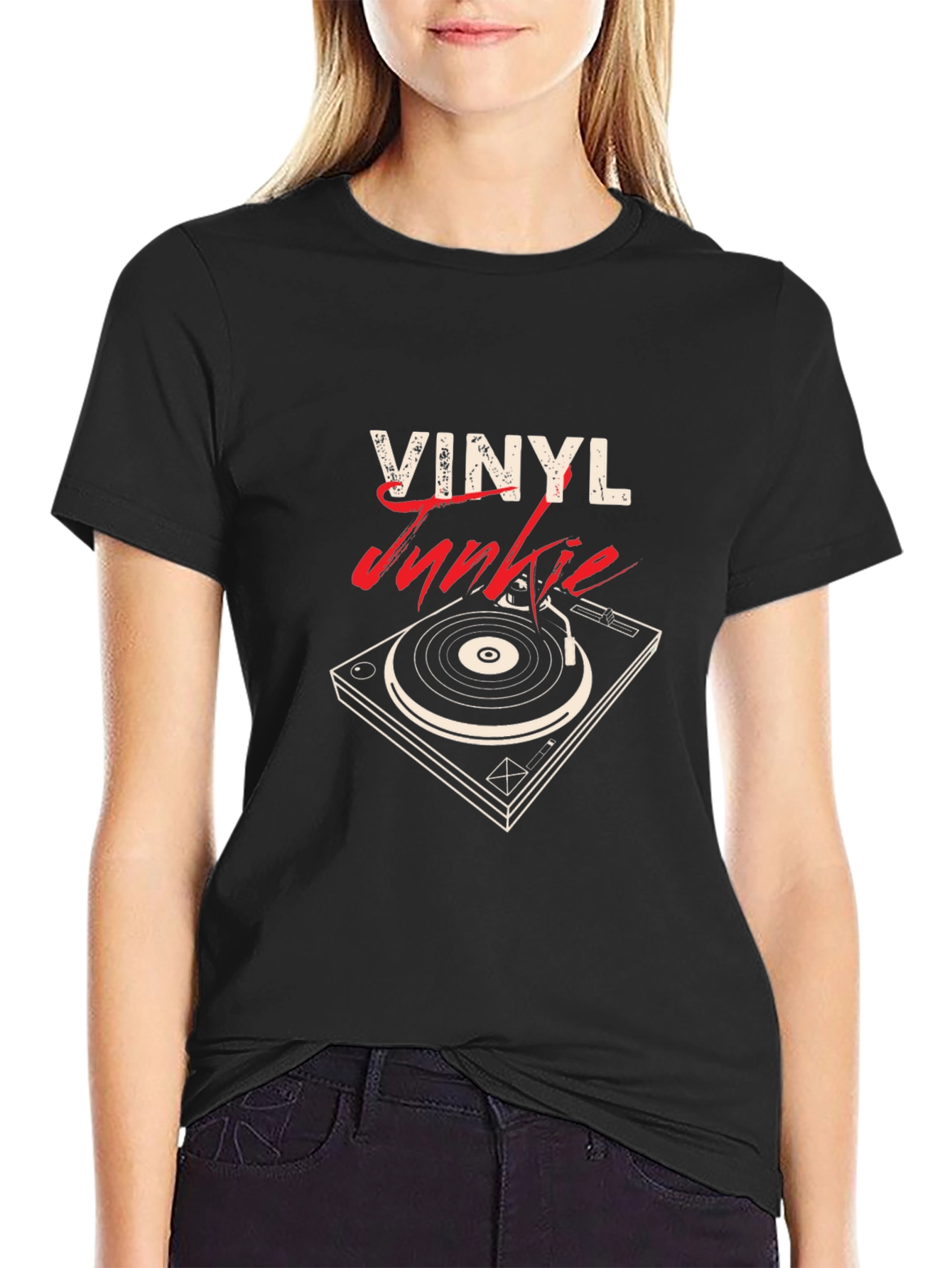 Vinyl Junkie Black T-Shirt - Music Lovers Tee