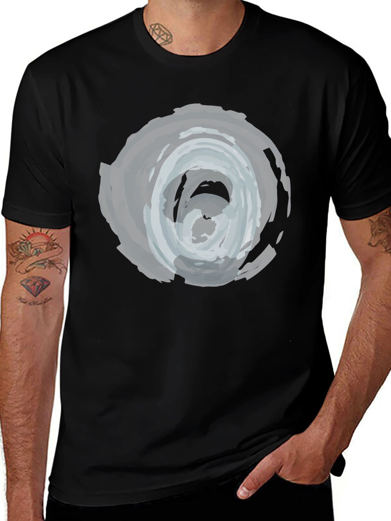 Abstract Swirl Graphic Tee - Mens Black T-Shirt