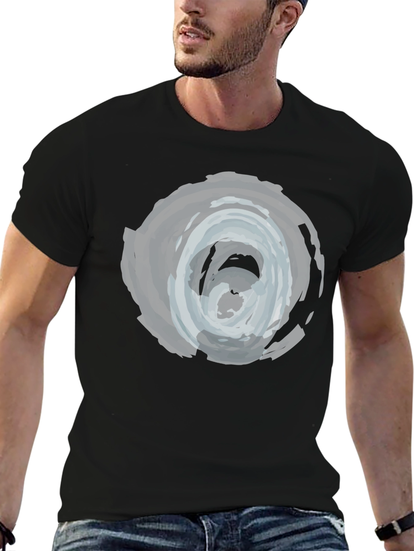 Abstract Swirl Graphic Tee - Mens Black T-Shirt
