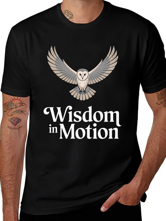 Wisdom in Motion Owl Graphic Tee - Soft Cotton Blend