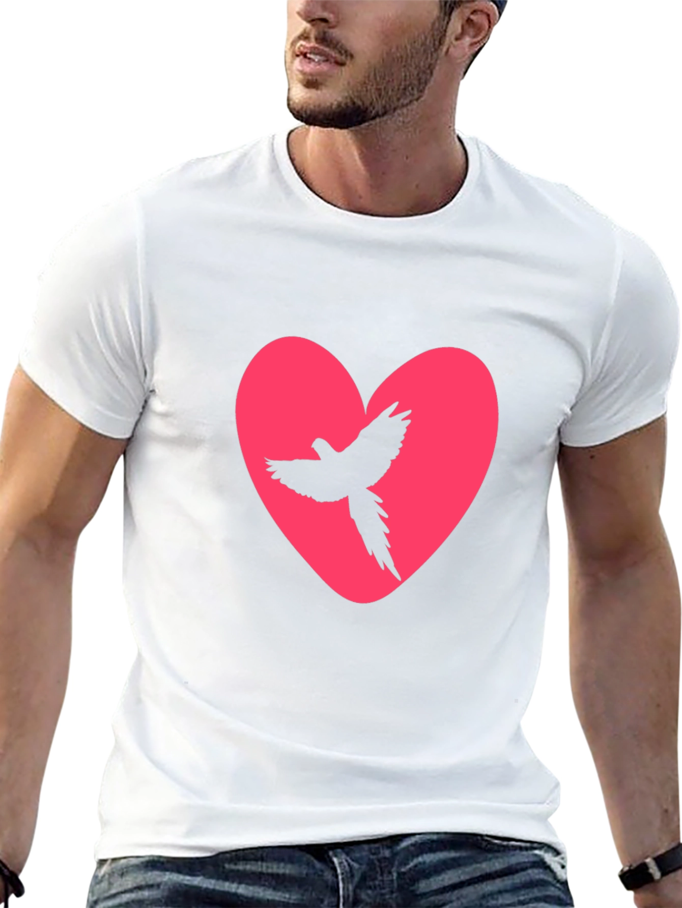 Heart Bird Tee - Black Cotton Graphic Print