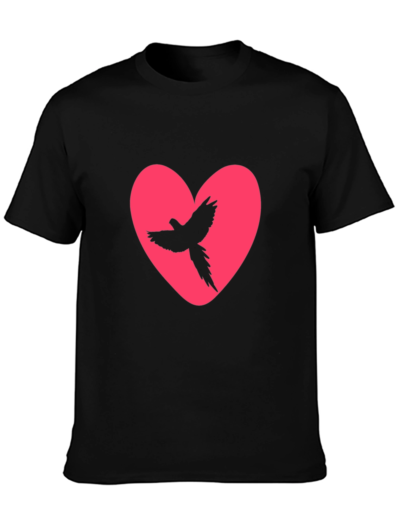 Heart Bird Tee - Black Cotton Graphic Print