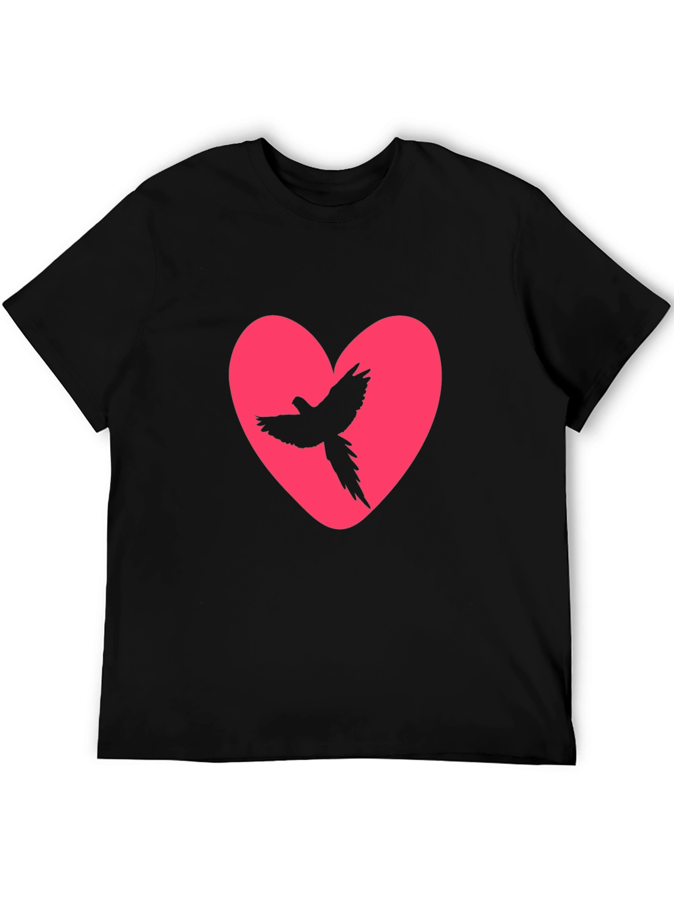 Heart Bird Tee - Black Cotton Graphic Print