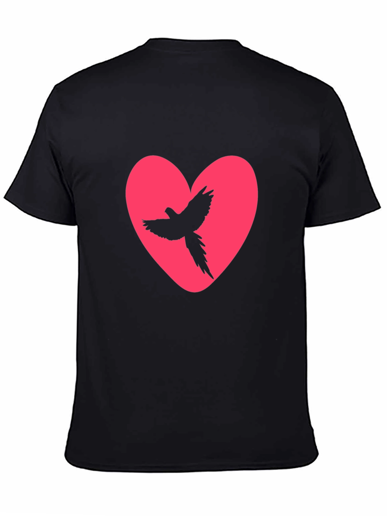 Heart Bird Tee - Black Cotton Graphic Print